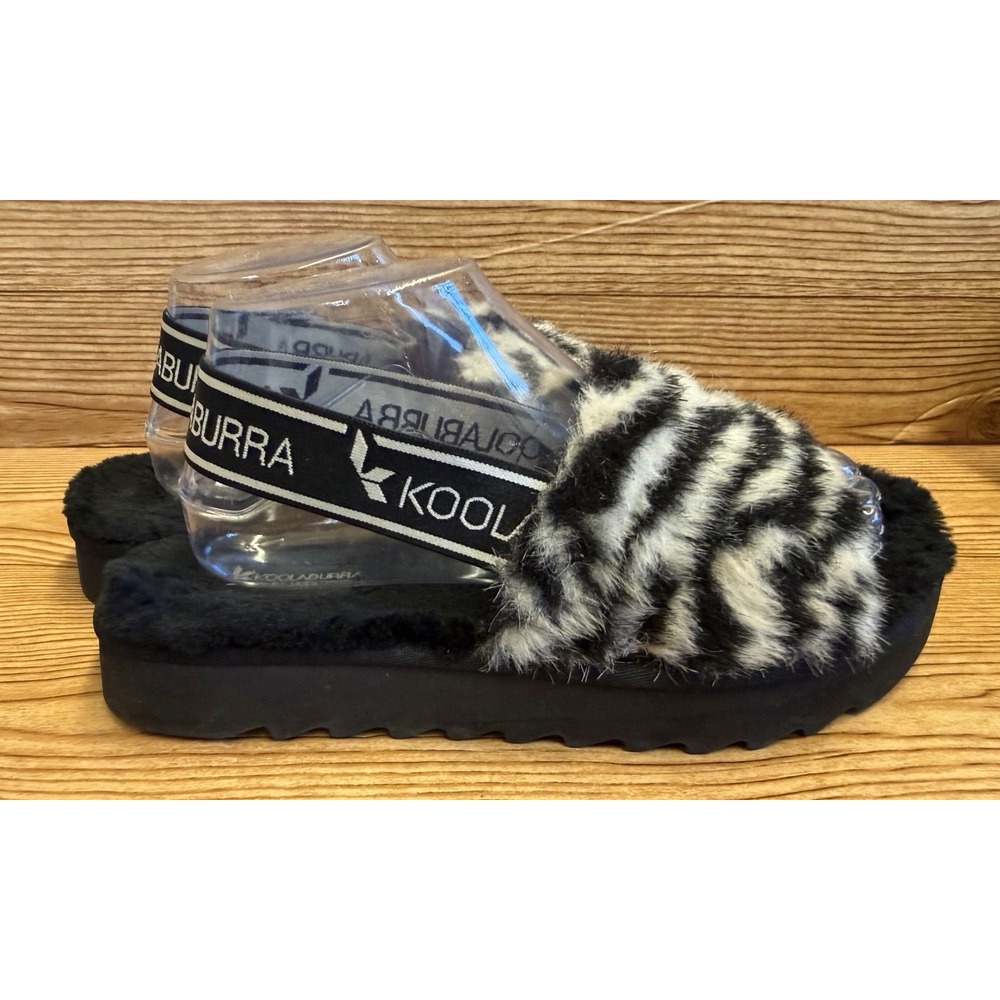 Koolaburra by Ugg Women Shoes Fuzz'n II Zebra‎ Slippers Furry Size 8 EU 39 - Picture 4 of 9